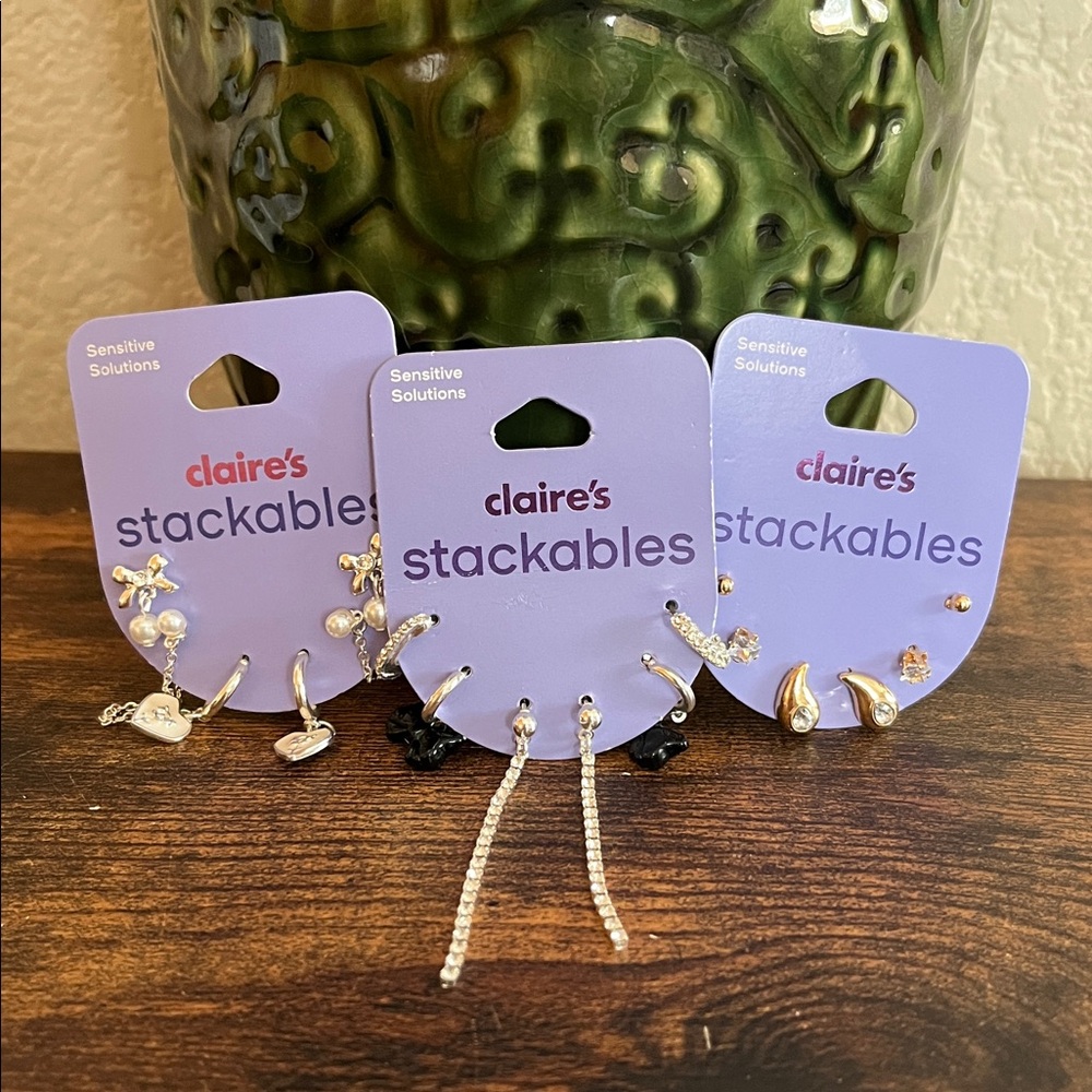 🆕 9 pair of Claire’s Sensitive Solutions earrings